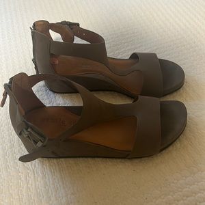 Grey suede wedge sandal